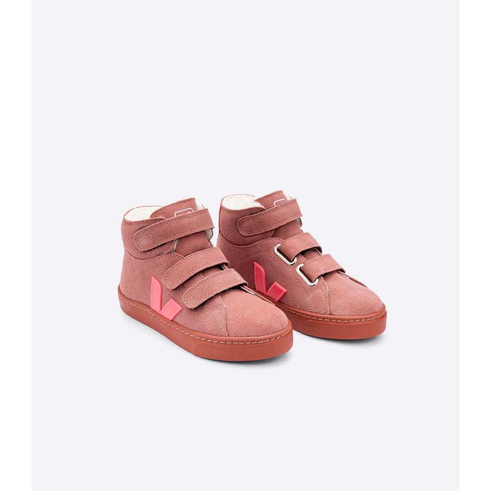 Kids' Veja ESPLAR MID FURED SUEDE High Tops Red | ZA 699HAP